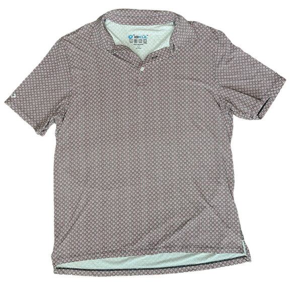 IBKUL Mens Golf Performance Polo Shirt Size Large Floral Black Red Casual UPF 50 - Picture 1 of 7